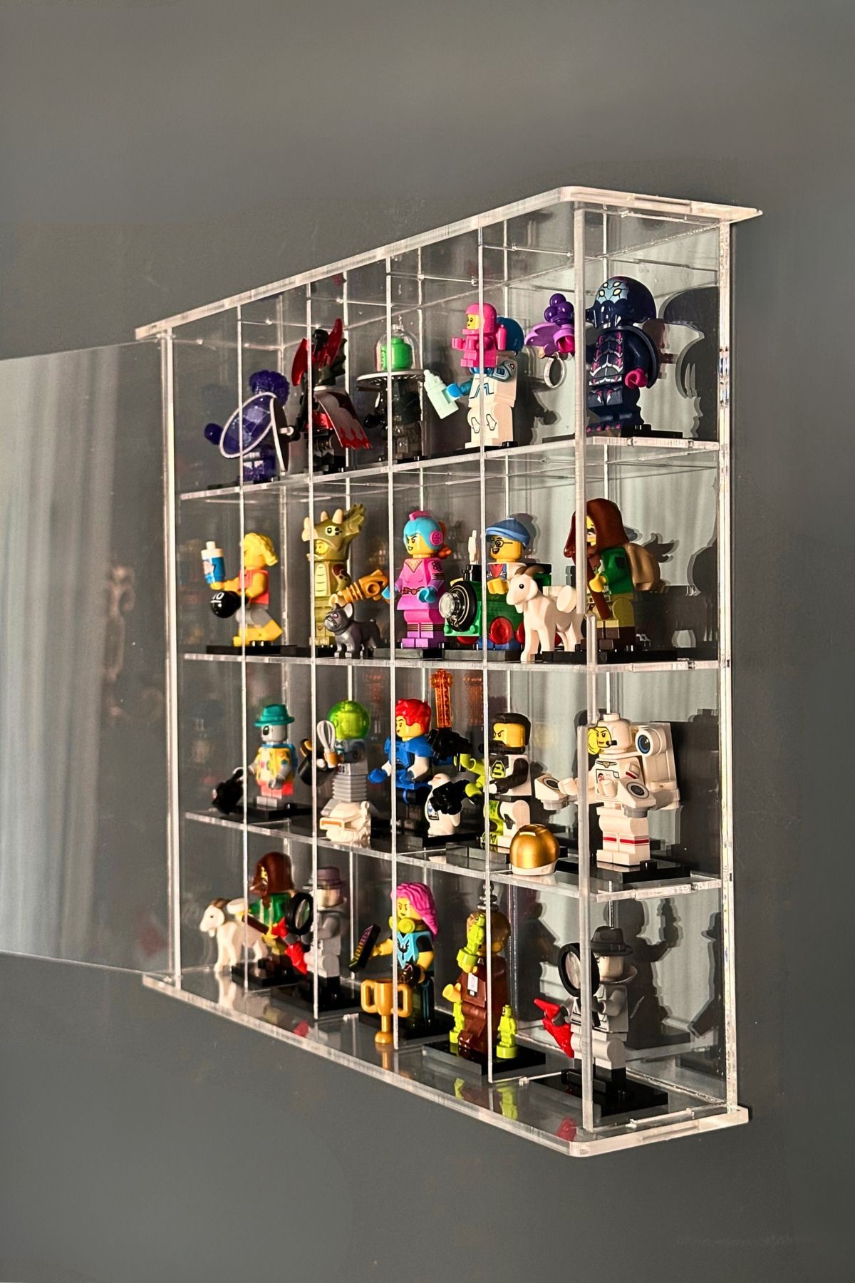 Kapaklı Pleksi Minifigür Yapı Oyuncakları Sergileme Rafı
