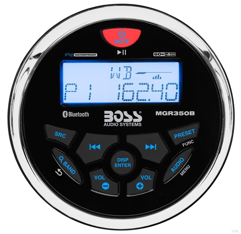 Boss Audio MGR350B Systems Yuvarlak Marin Teyp Siyah