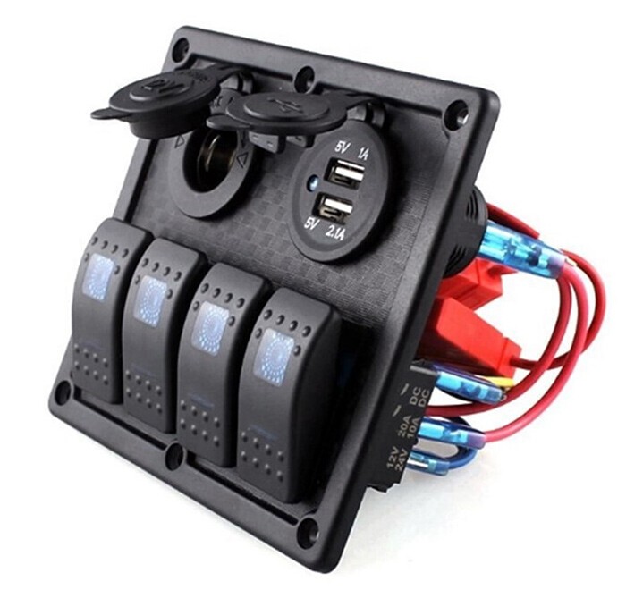 BFY Switch Panel 4'lü. USB + 12V Çakmaklık