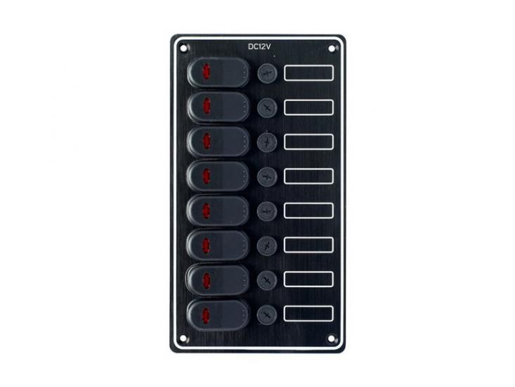 Marin / Karvan 12-24 V Siyah Alüminyum 8 li Led Göstergeli Su Geçirmez Sigorta Paneli