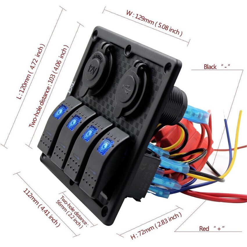 BFY Switch Panel 4'lü. USB + 12V Çakmaklık