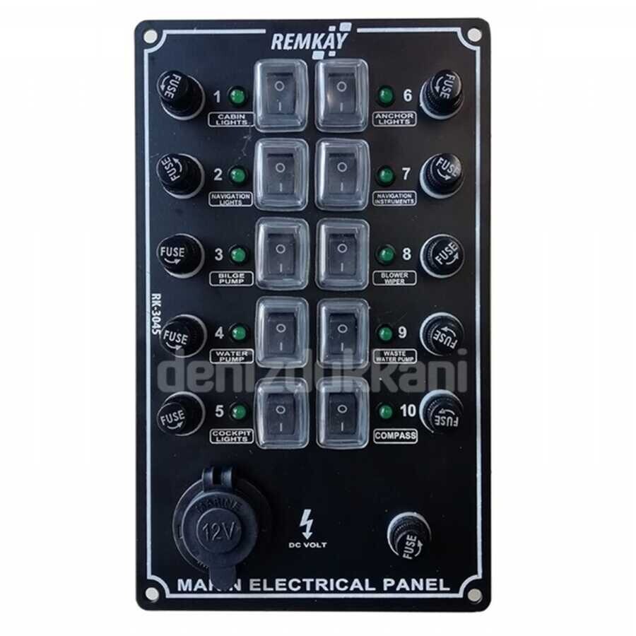 İzoleli Çakmak Soketli Switch Paneli 10lu