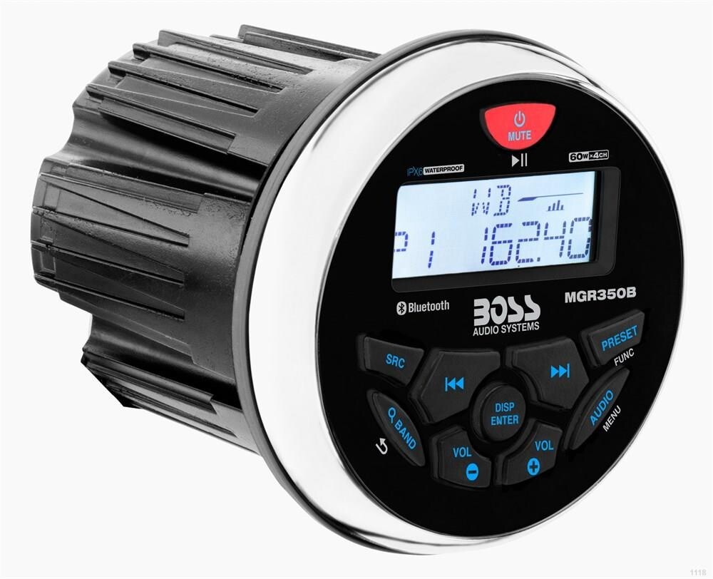 Boss Audio MGR350B Systems Yuvarlak Marin Teyp Siyah