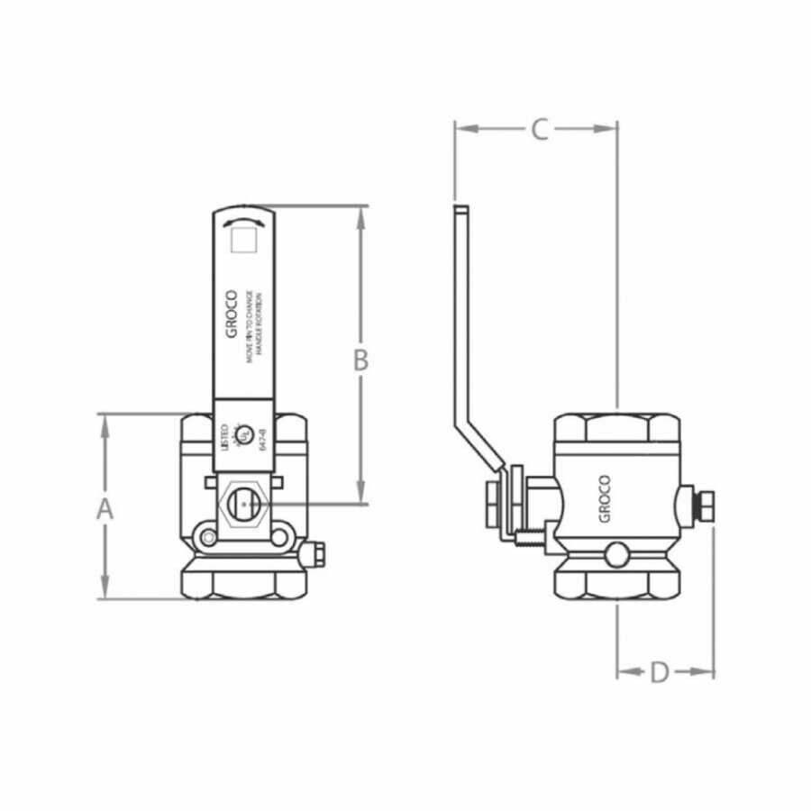 Groco global valve, bronze