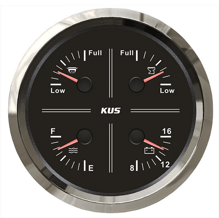 KUS Temiz Su + Pis Su + Gri Su + 12V Voltmetre 4'lü Gösterge 111mm