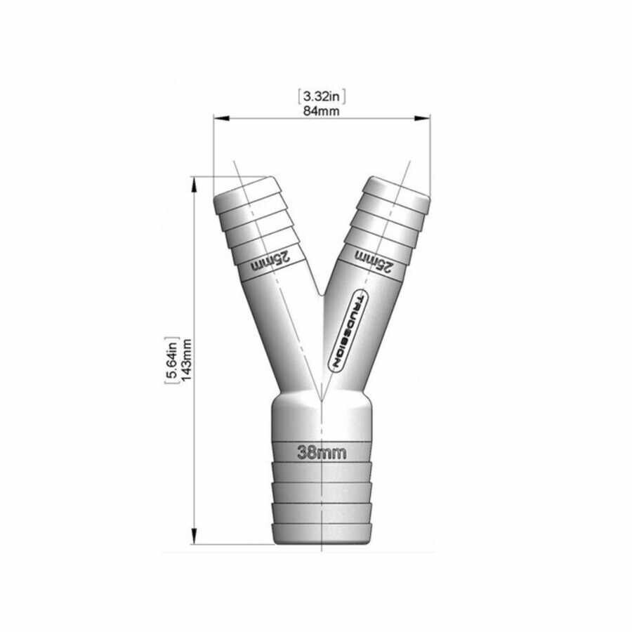 Trudesing Y Hortum Konnektörü 38-25-25mm