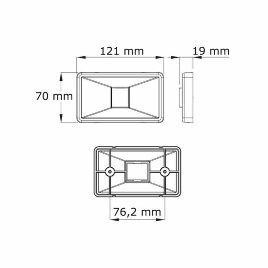 Dikdörtgen Kıç Feneri, Krom Kapaklı, Led 12V
