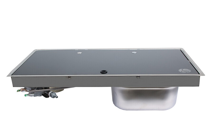 BIO Cam Kapaklı Çift Gözlü Ocak ve Evye Seti FSM3455