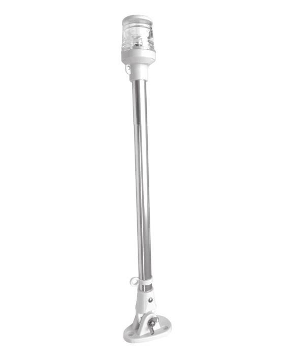 Işıklı Bayrak Direği Krom 48cm 12V Beyaz Led