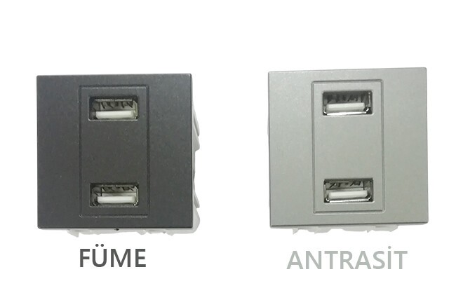 Mono Elektrik 2M USB Şarj Prizi (2.4A 5V) M+K