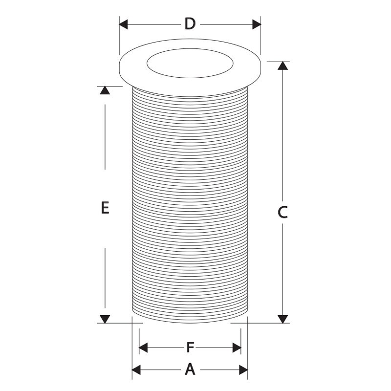 Plastik Tahliye Borusu, Ø25mm, Boy: 62mm