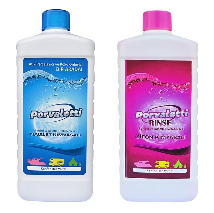 Porvaletti Portatif Tuvalet Kimyasalı 2'li Set (Atık Parçalayıcı ve Koku Giderici)
