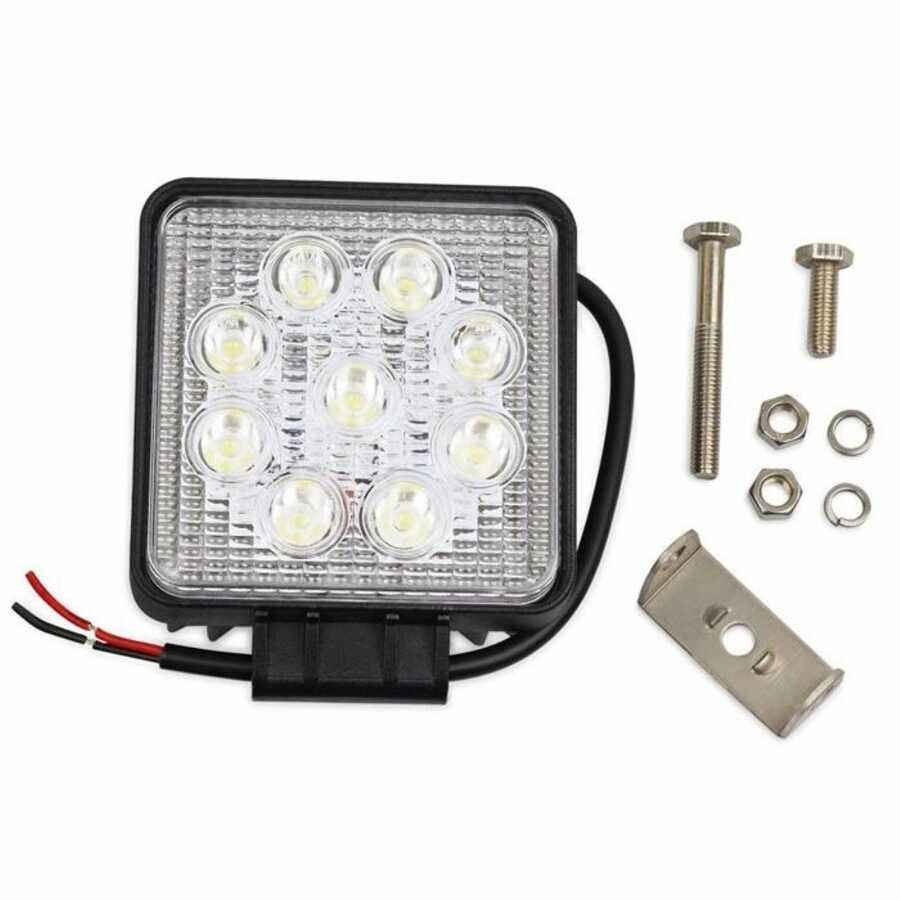9 Ledli Kare Projektör Lamba 10-30V 27W Siyah
