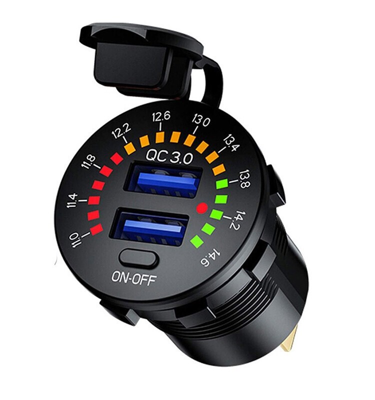 BFY Hızlı Şarj Soketi USB 3.0 + Voltmetre