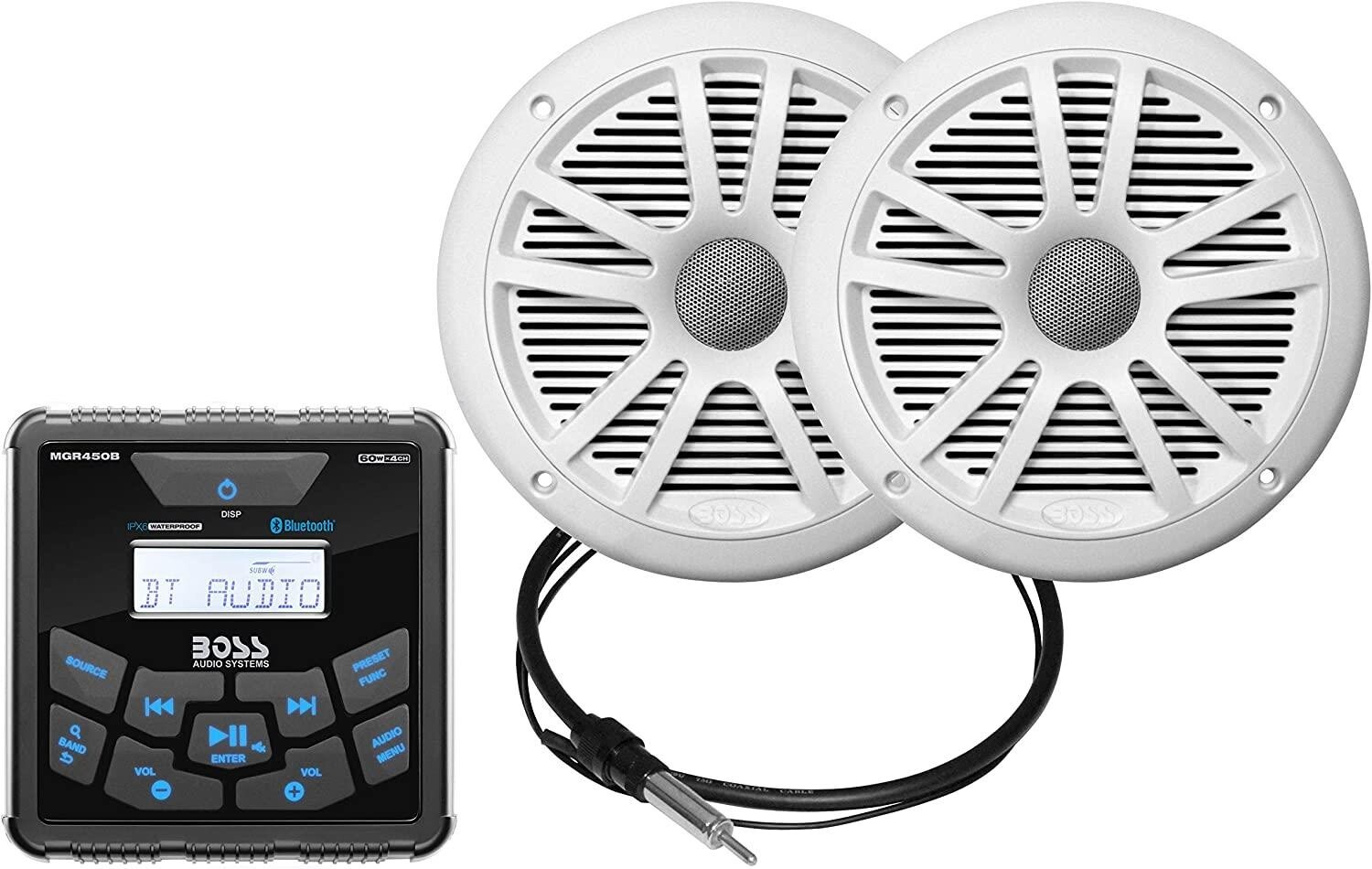 Boss Audio MCKGB450W.6 Systems Usb Aux Girişli Bluetoothlu Hoparlörlü Marin Teyp Seti