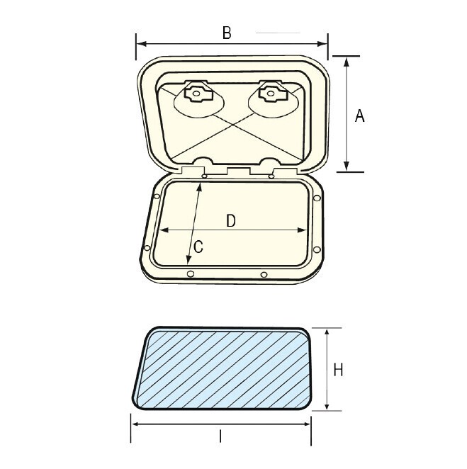 Nuova Rade Plastik Kapak Hatch, Siyah 353x606 mm