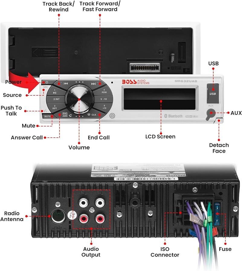 Boss Audio MR632UAB Marin Teyp Beyaz