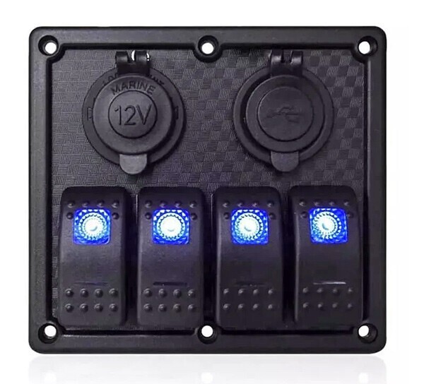 BFY Switch Panel 4'lü. USB + 12V Çakmaklık