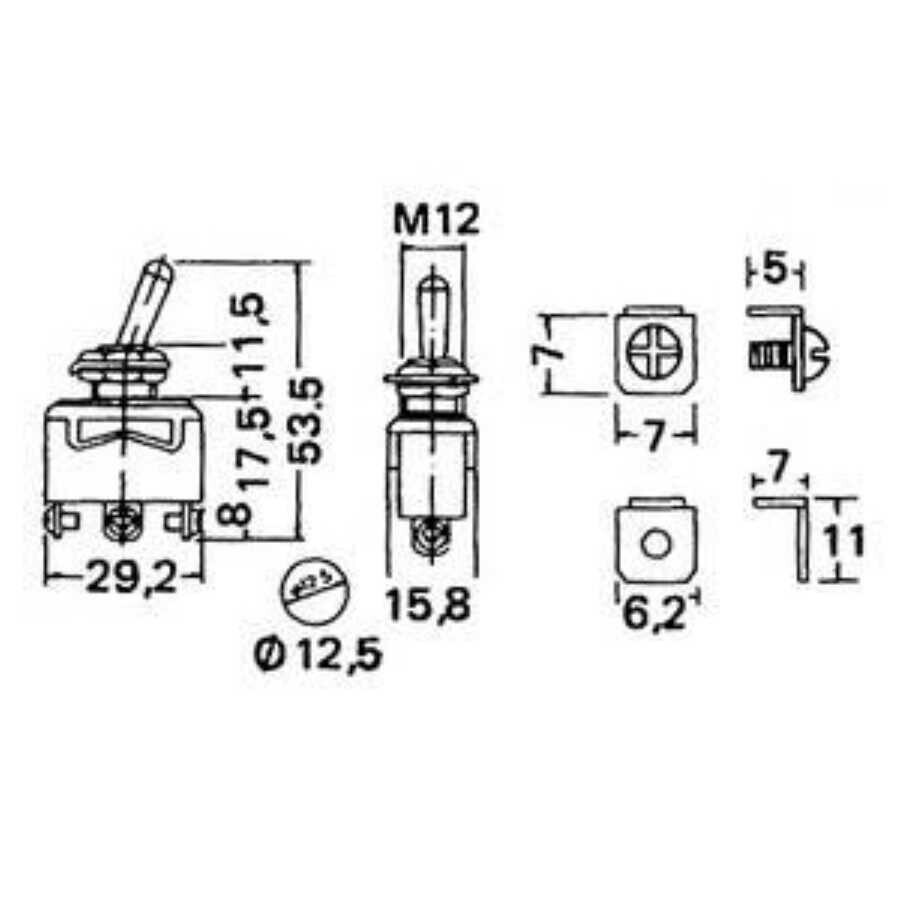 Switch Anahtar ON-OFF-ON 15A