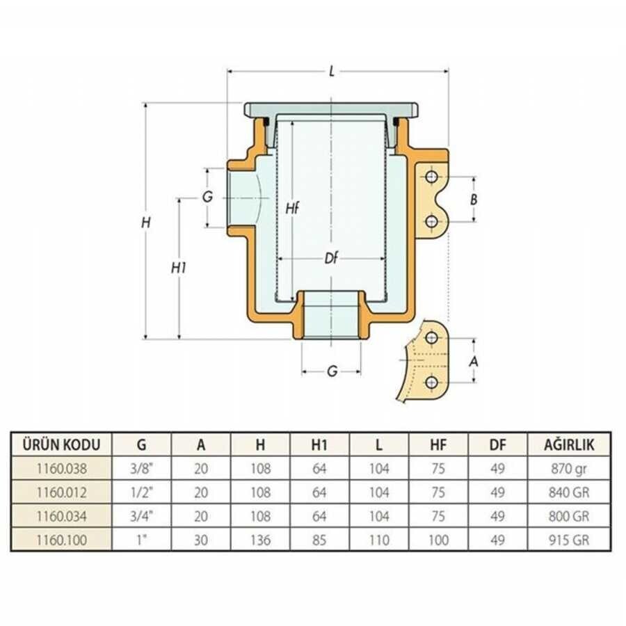 Guidi 1160 Deniz Suyu Filtresi 3/4"