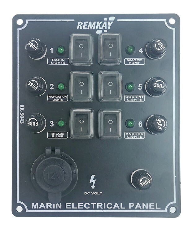 Sigorta Paneli, Dikey 6 Anahtarlı, 12V Çakmak Soketli