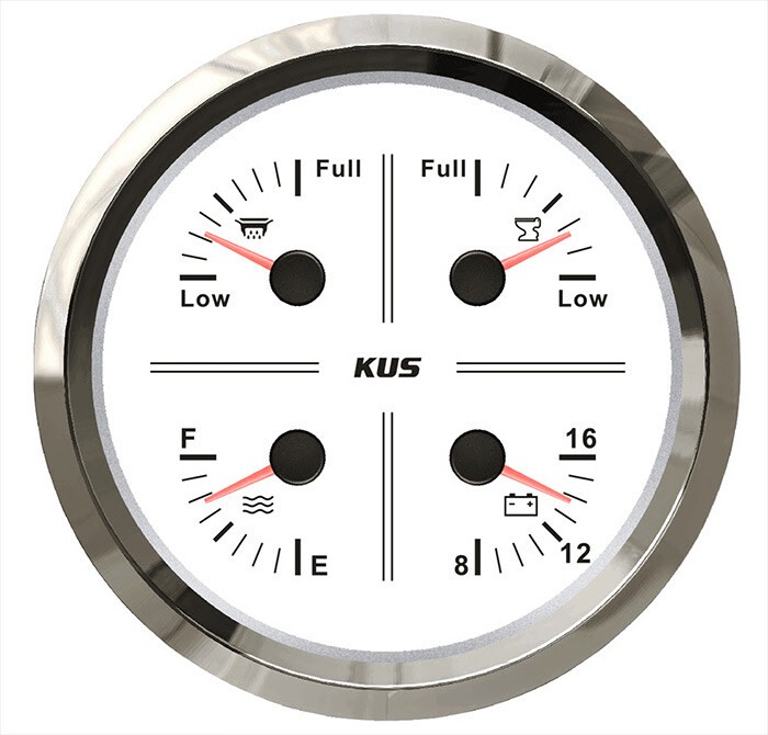KUS Temiz Su + Pis Su + Gri Su + 12V Voltmetre 4'lü Gösterge 111mm