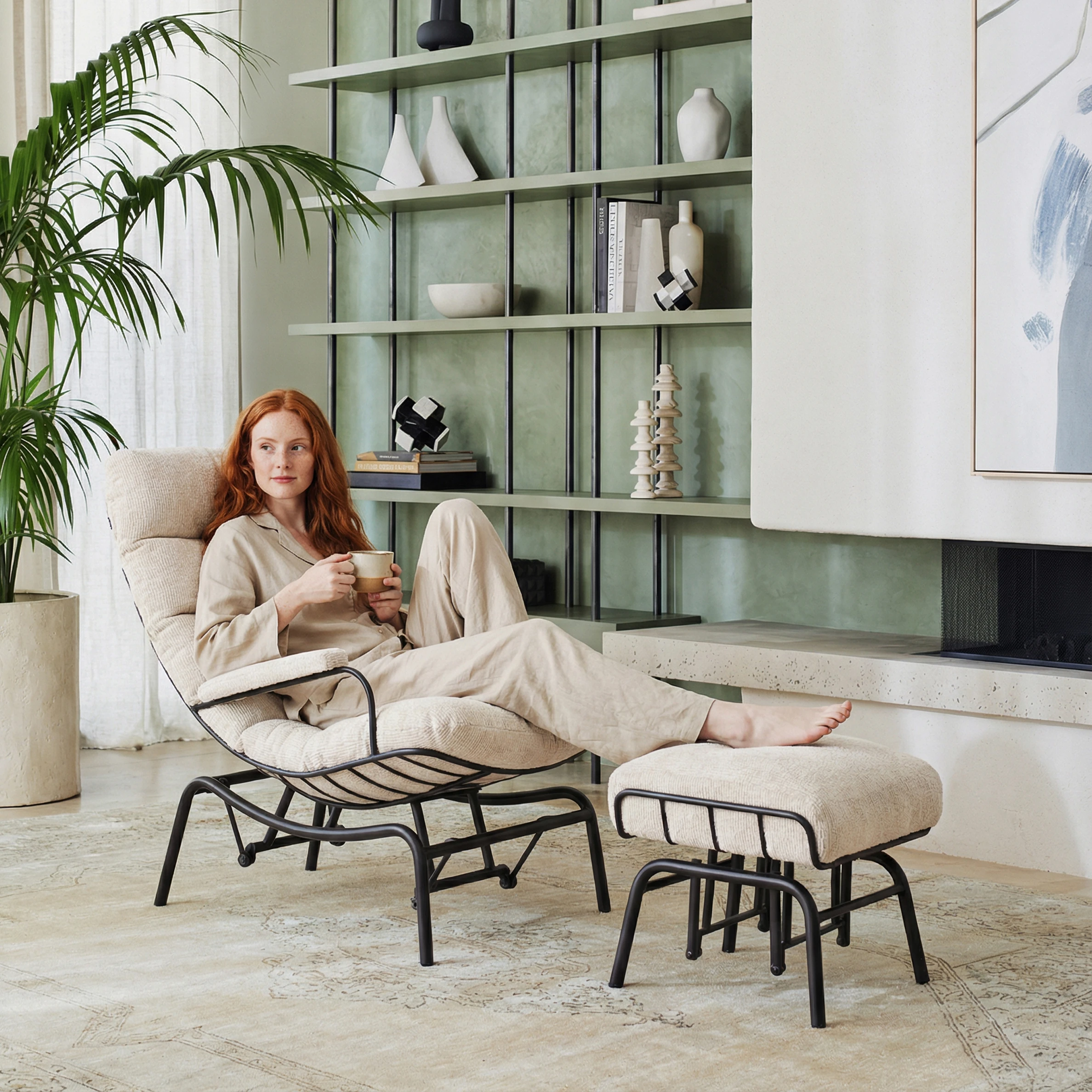 Yeke Puflu Sallanır Berjer Takımı - Kumaş Döşeme