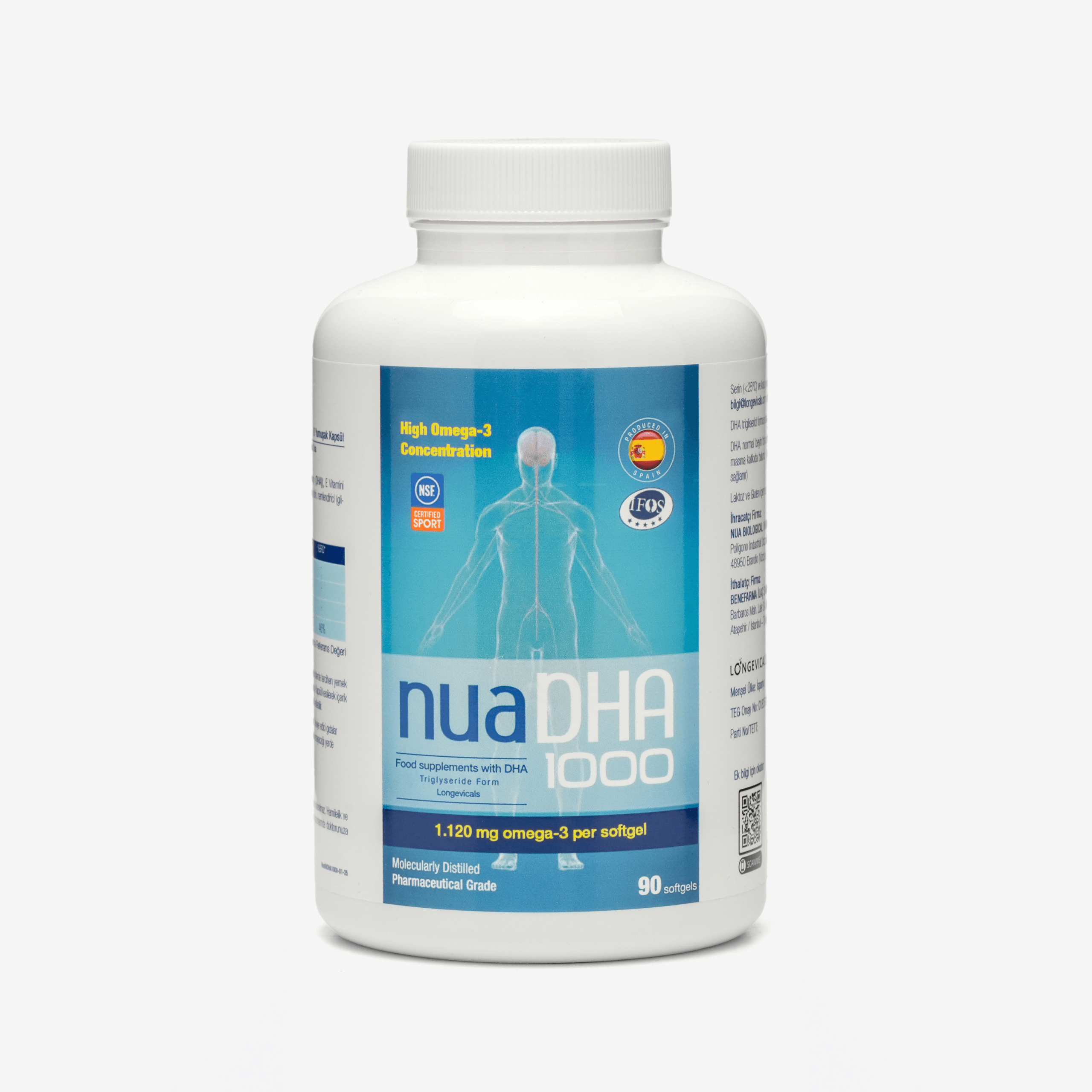 Nua DHA 1000 Omega-3 İçeren Gıda Takviyesi 90 Kapsül