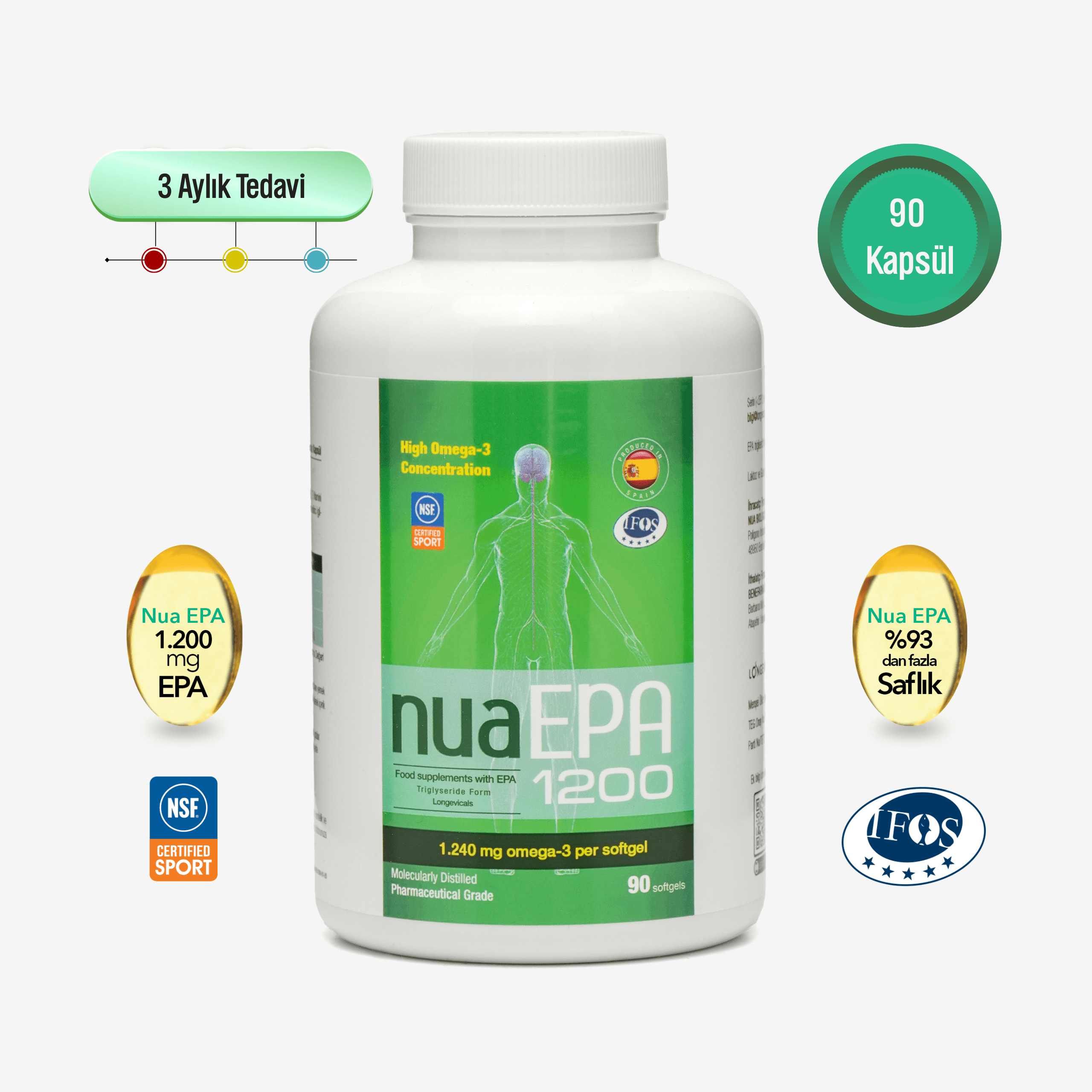 Nua EPA 1200 Omega-3 İçeren Gıda Takviyesi 90 Kapsül