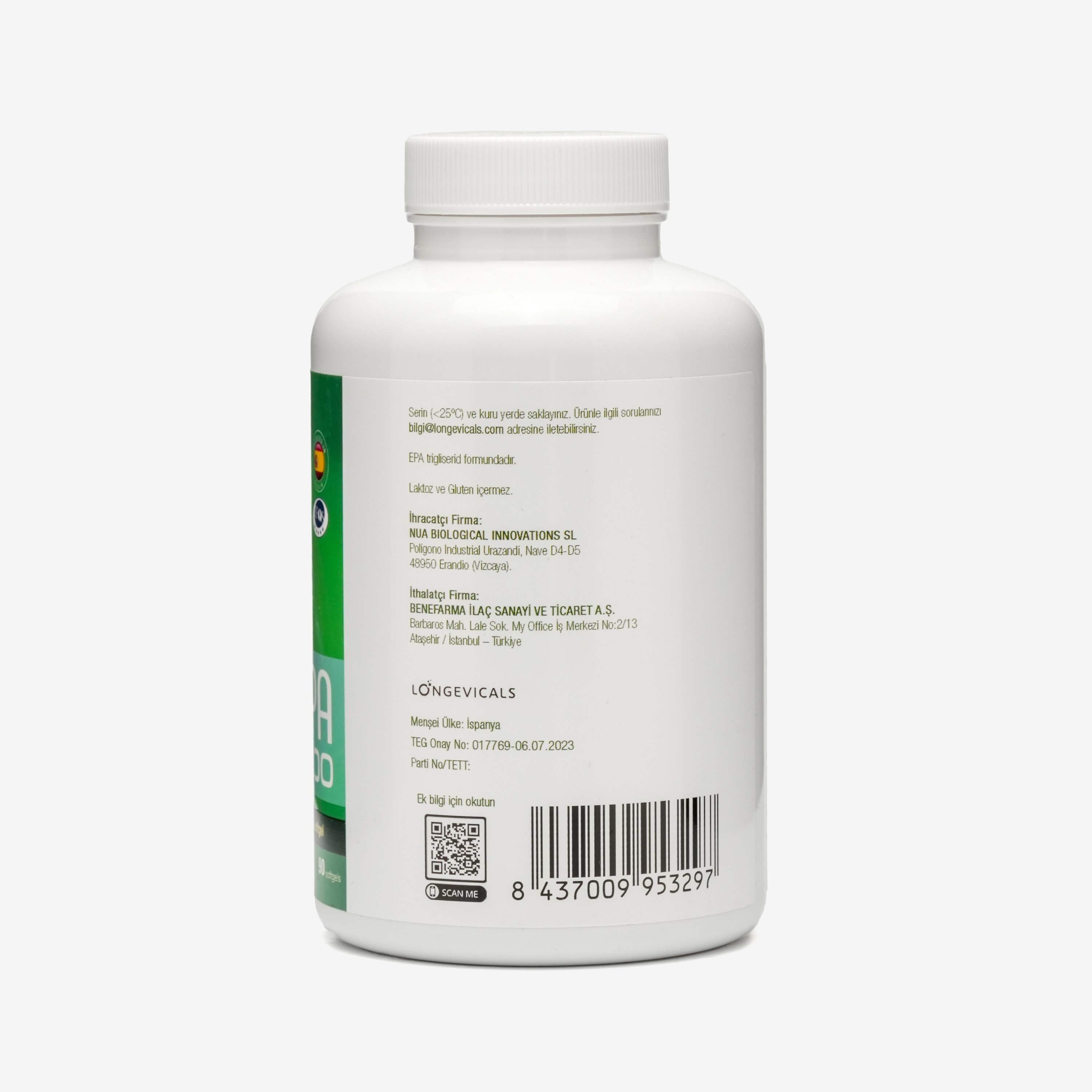 Nua EPA 1200 Omega-3 İçeren Gıda Takviyesi 90 Kapsül