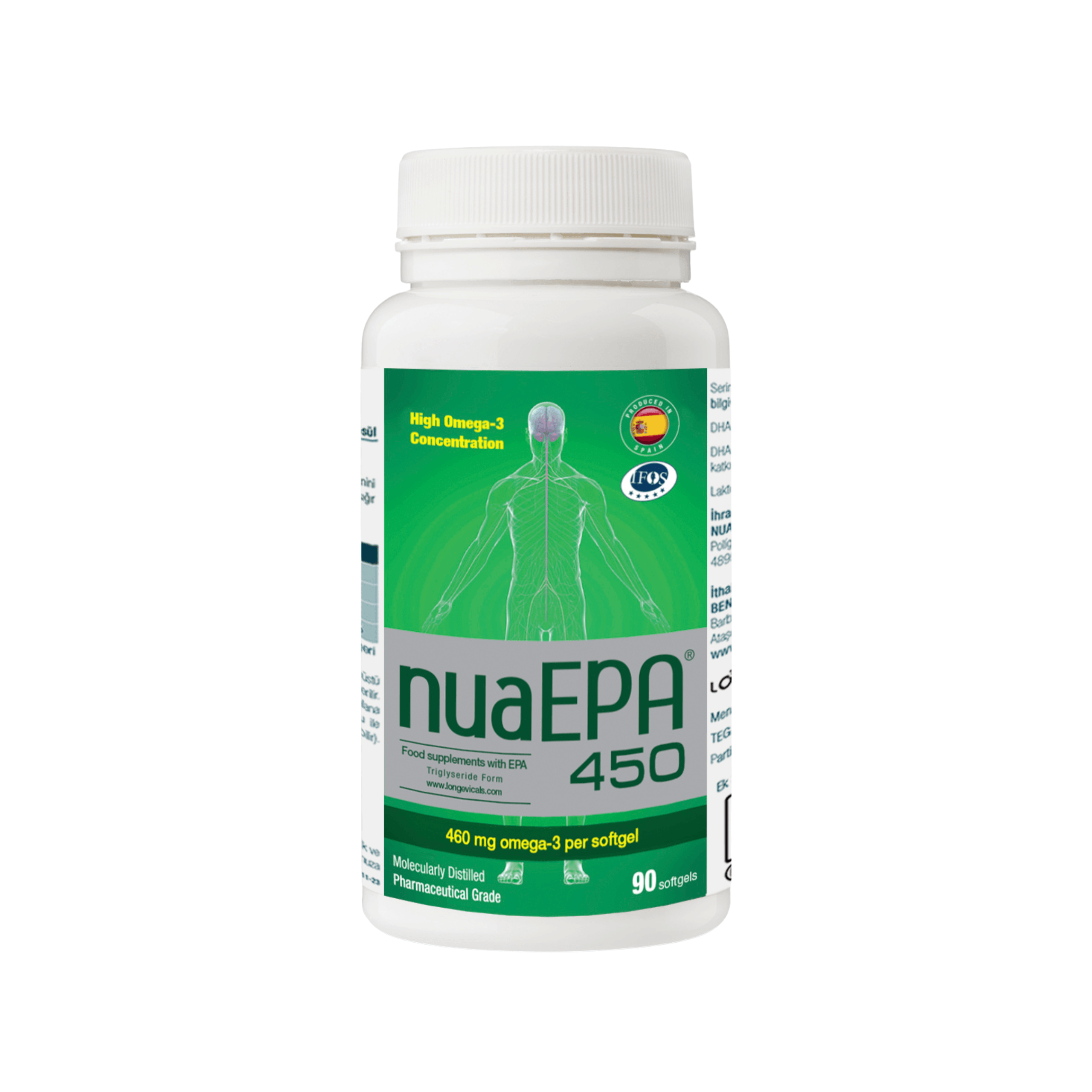 Nua EPA 450 Omega-3 İçeren Gıda Takviyesi 90 Kapsül