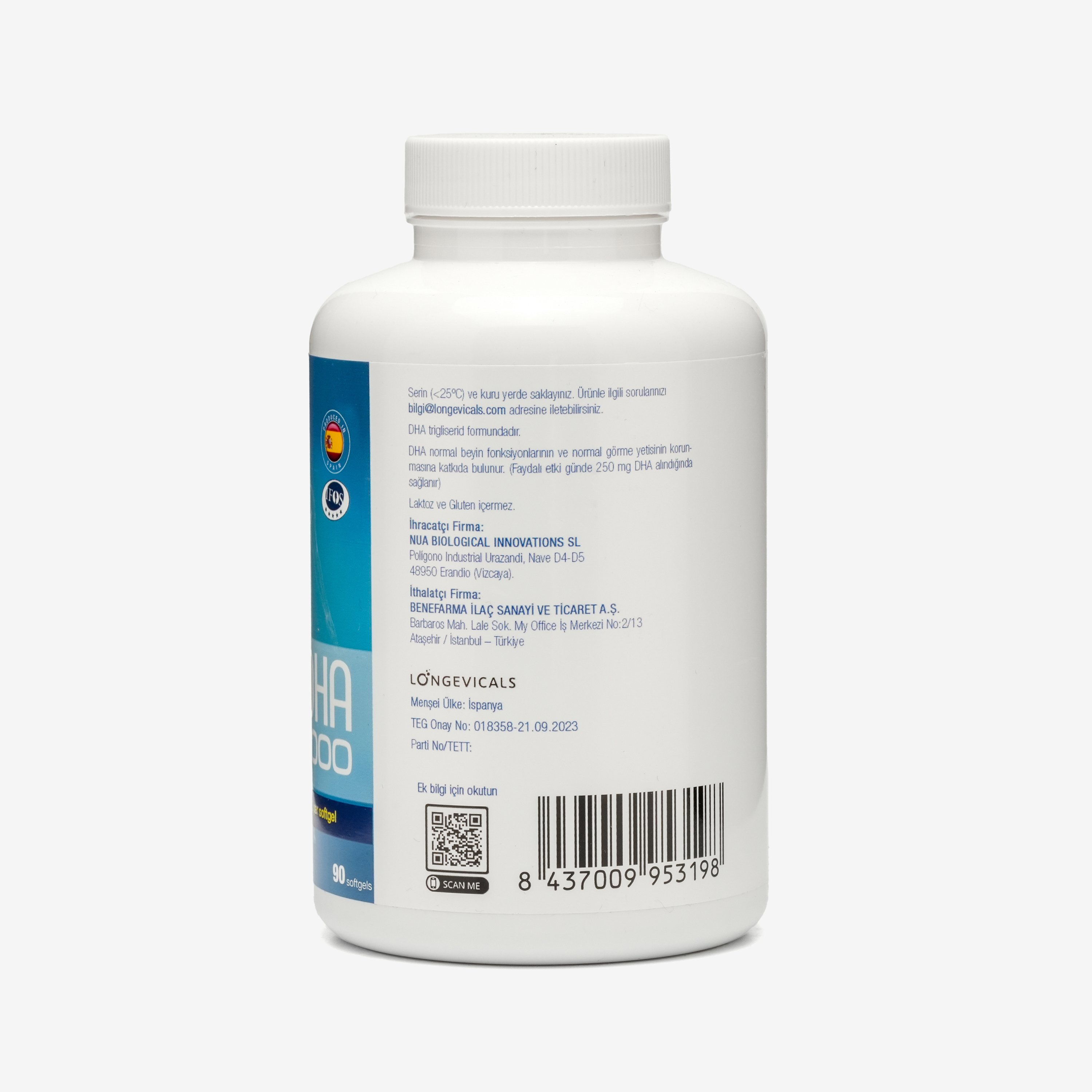 Nua DHA 1000 Omega-3 İçeren Gıda Takviyesi 90 Kapsül