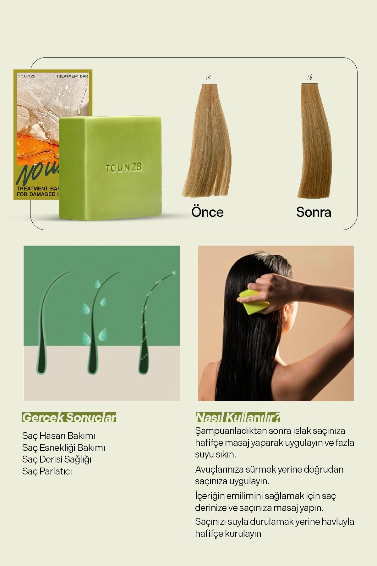 No Wash Treatment Hasarlı Saçlar İçin, Yıkama Gerektirmeyen Besleyici, Organik, Bakım Barı 80 Gr