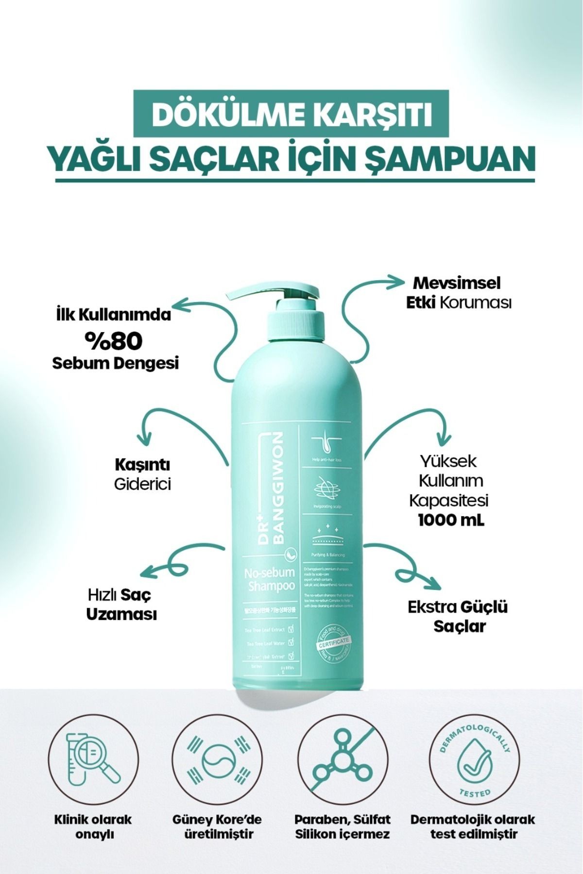 Yağlı Saçlar Için Sebum Dengeleyici Şampuanı No Sebum Shampoo 1000 ml