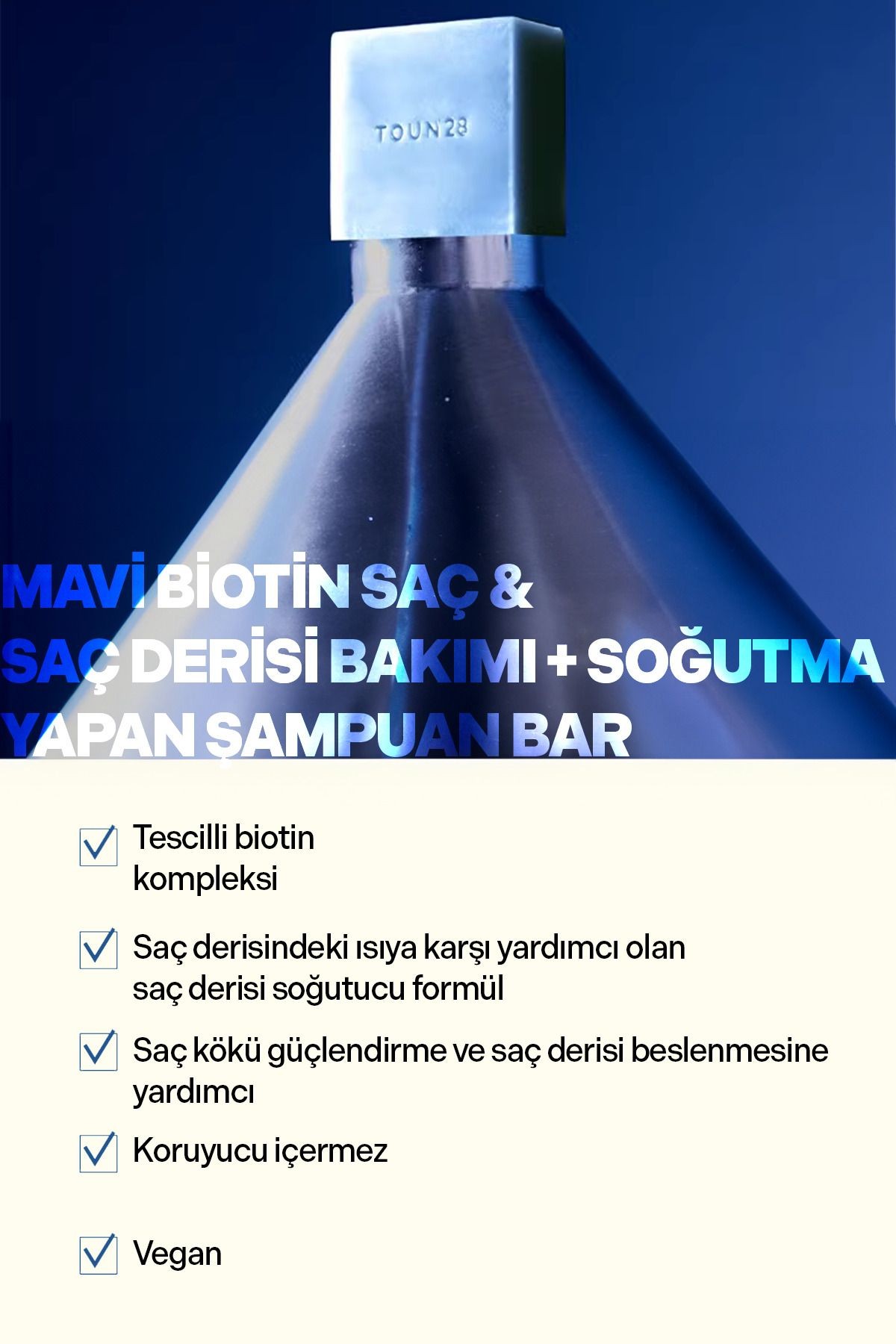 V1 Blue, Biotin Saç Derisi Soğutucu Şampuan Barı, Nane Kokusu 100 Gr