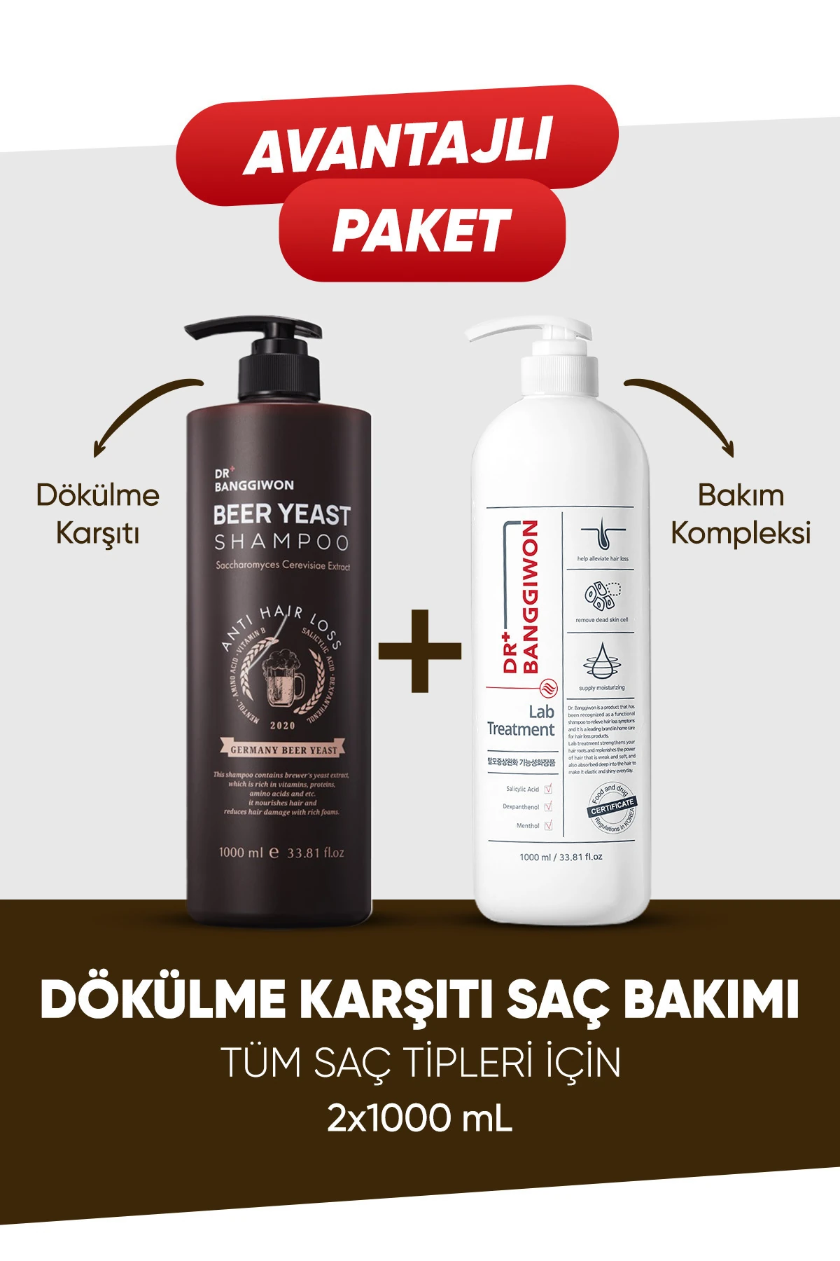 Bira Mayası Özü Şampuanı ve Lab Treatment Bakım Kompleksi – 7 Protein (1000x2 ml)