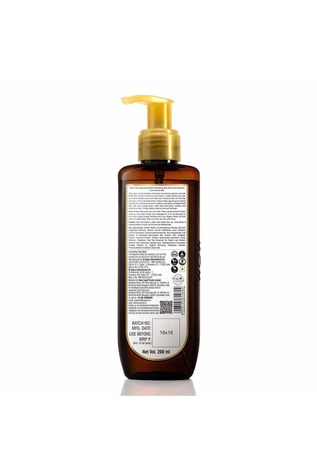 Akne Karşıtı Yüz Yıkama Jeli 200ml-%97,88 Doğal Içerik -yağsız, Paraben, Sülfat, Silikon Ve Renk Yok