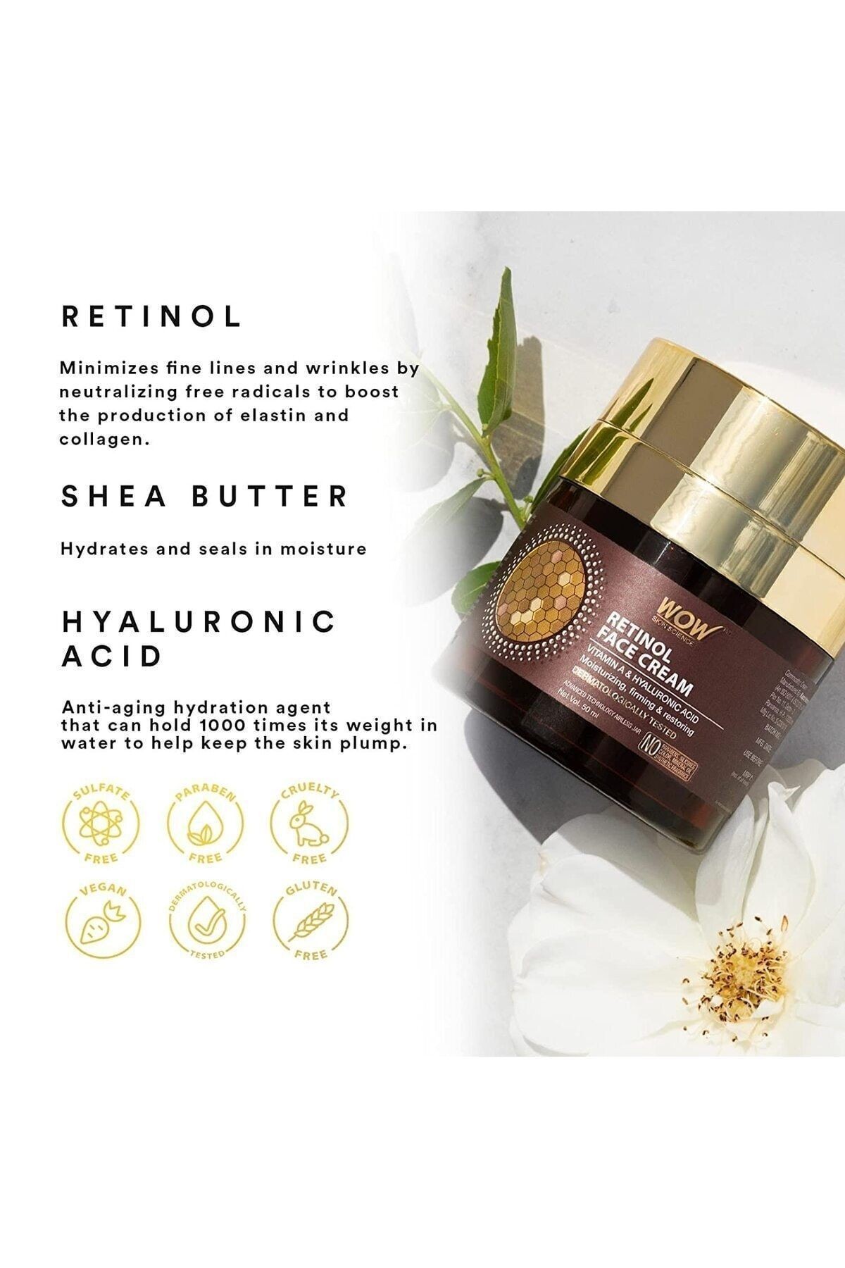 Retinol Cilt Kremi Tüm Cilt Tipleri Için %93,25 Doğal Içerik-makyaj Altı Için Uygundur. Yağsız 50ml