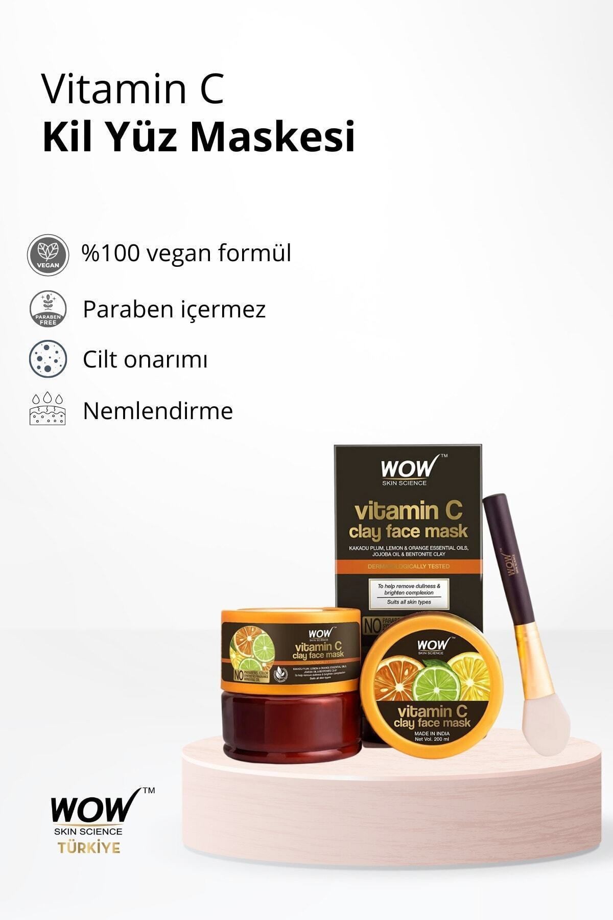 C Vitamin Kil Yüz Maskesi-%92,1 Doğal Içerik-kakadu Erik, Limon Portakal Yağları, Jojoba Yağı 200ml