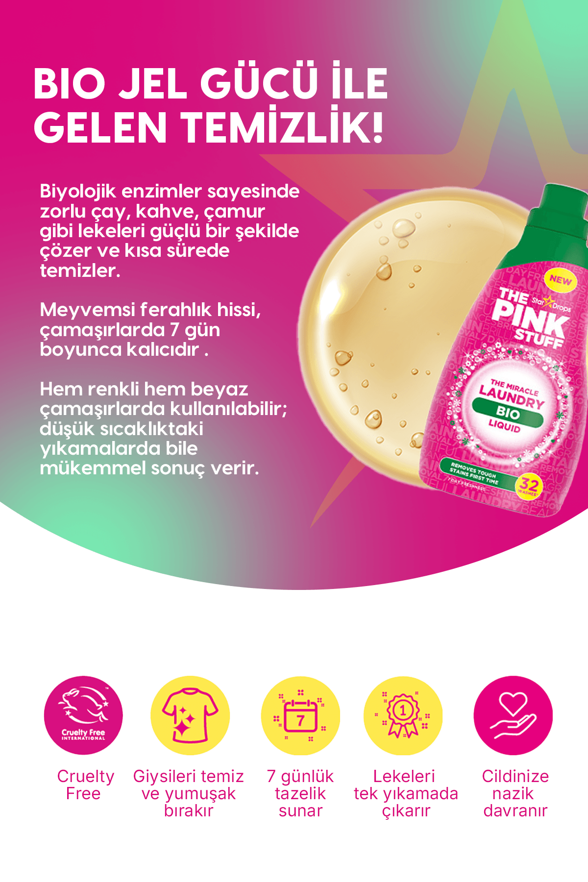 Mucizevi Bio Sıvı Çamaşır Yıkama Deterjanı 960 Ml