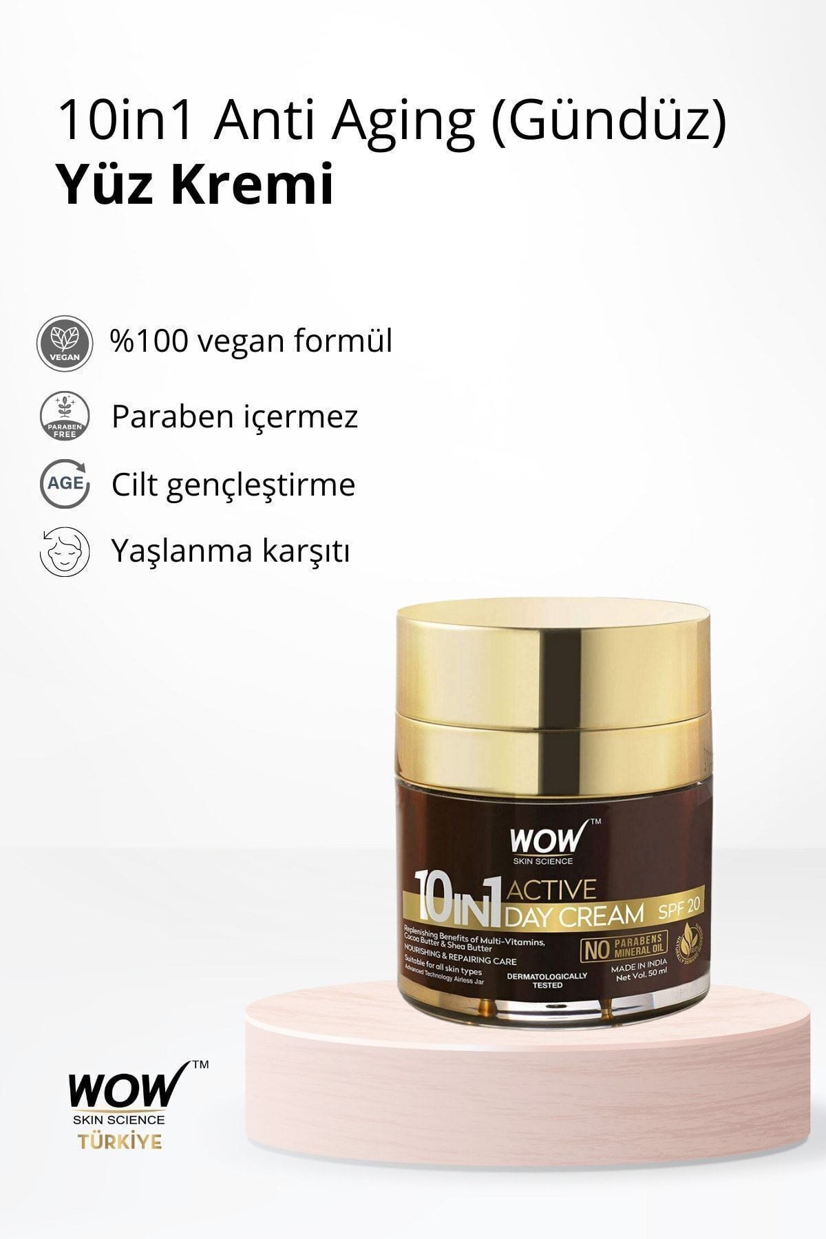 10'u 1 Arada Gündüz Cilt Kremi %93,6 Doğal Içerik-spf 20 Ile Güneş Koruması-parabensiz 50ml
