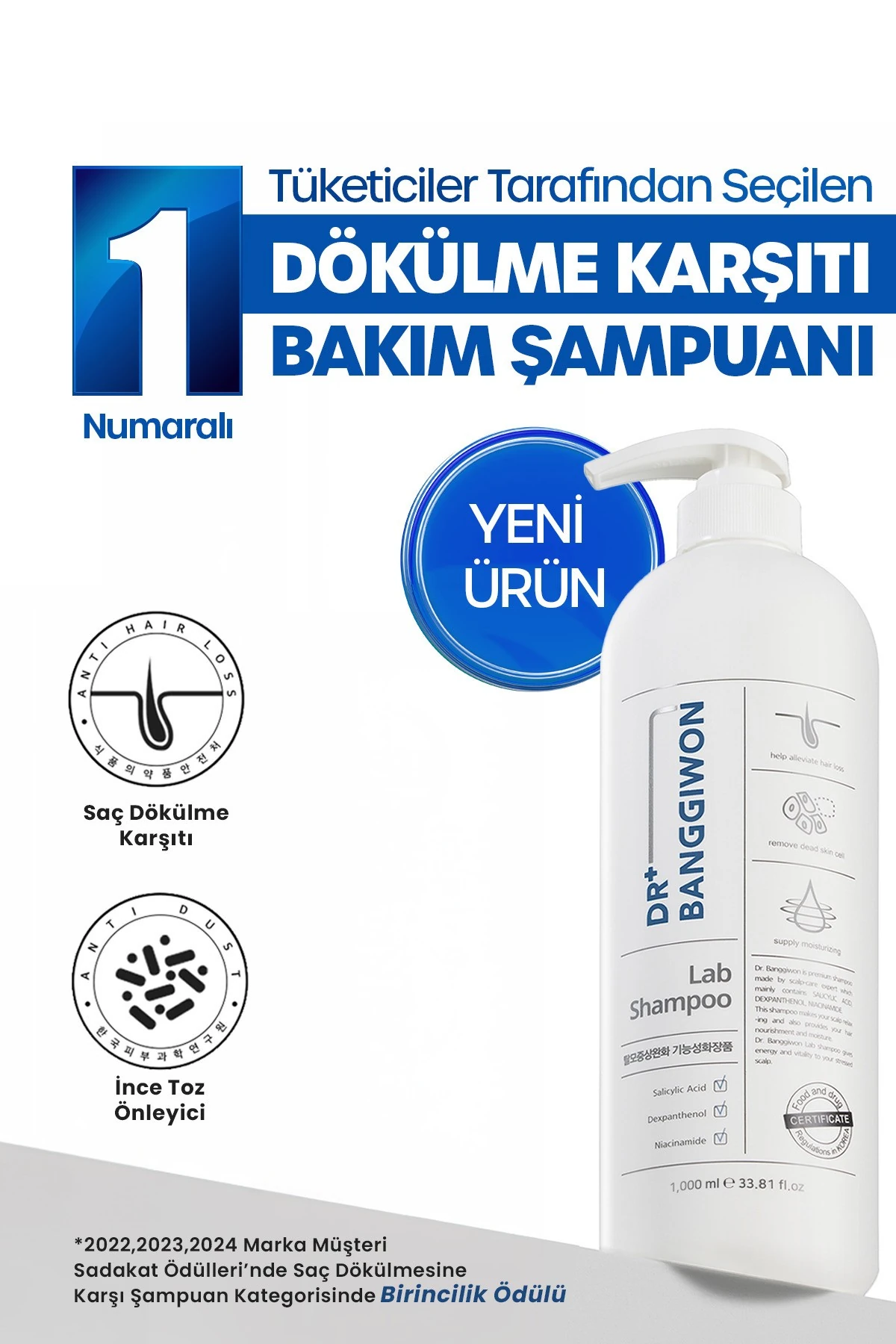 Lab Dökülme Karşıtı Yeniden Yapılandırıcı Bakım Şampuanı 17 Tip Amino Asit Içeriği 1000 ml