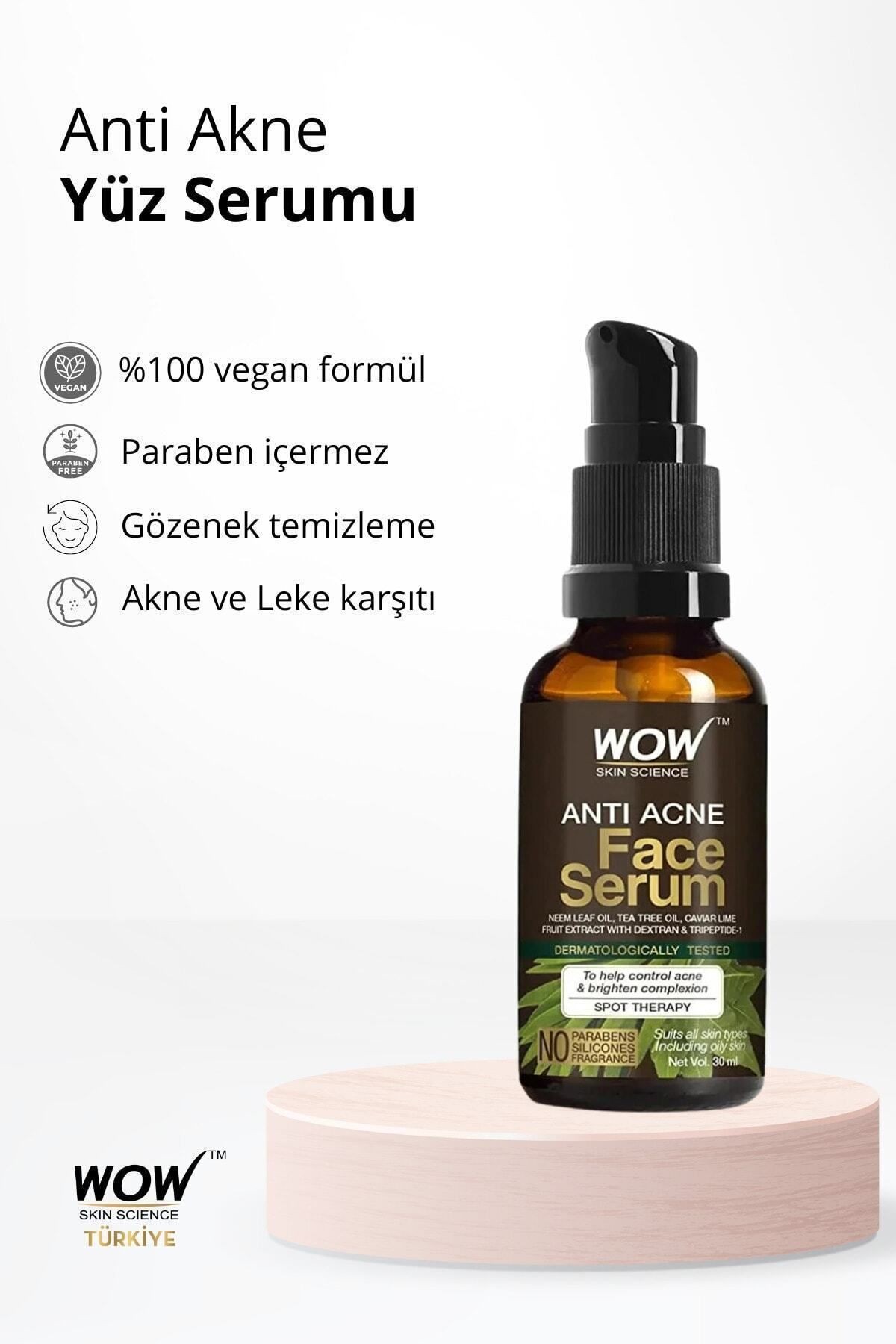 Akne Karşıtı Yüz Serumu-%97,8 Doğal-leke Karşıtı-aha-neem Yaprağı Yağı, Çay Ağacı Yağı, Havyar 30ml
