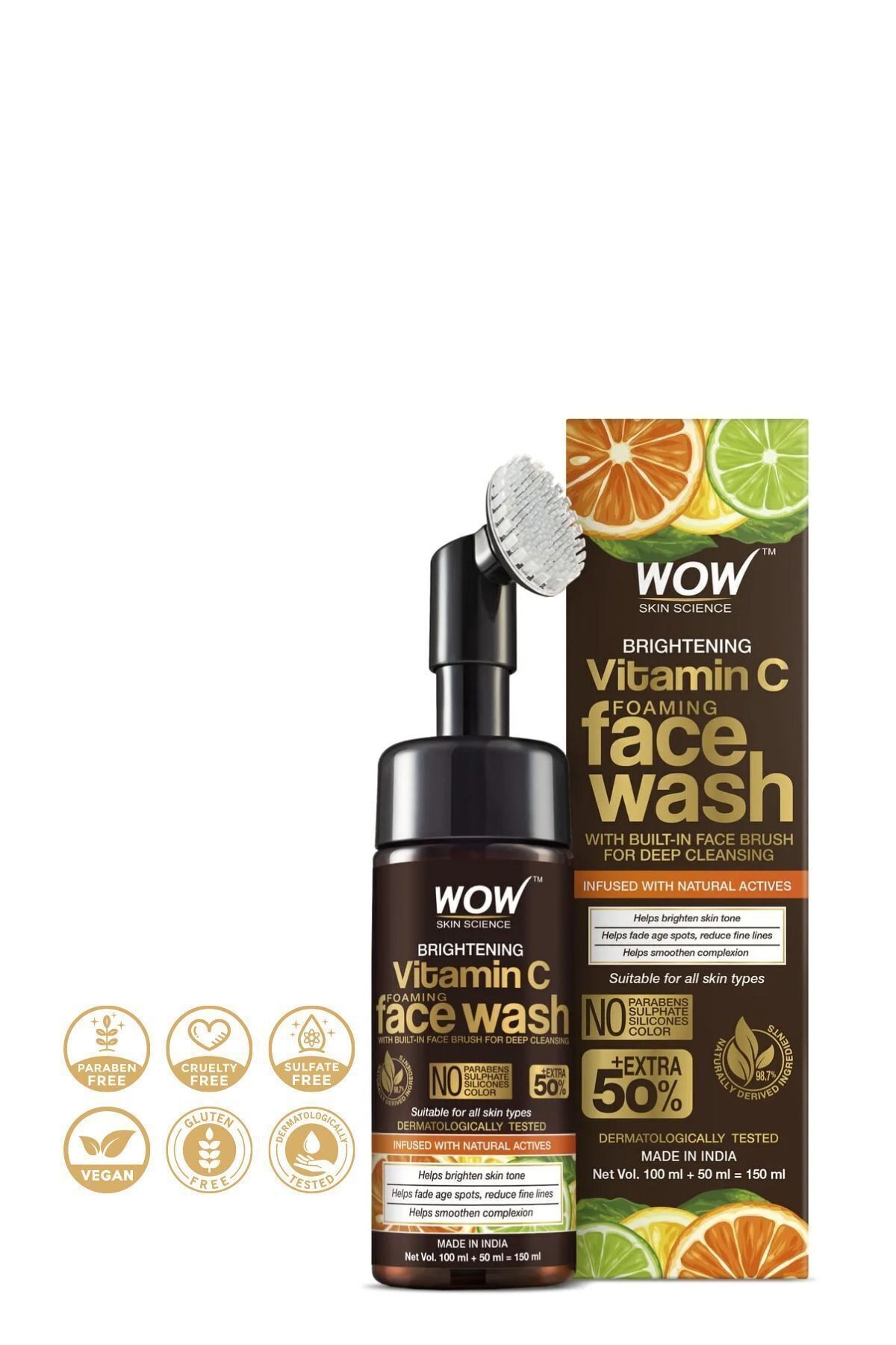 C Vitamini Yüz Yıkama Köpüğü (FIRÇALI)-%98,7 Doğaliçerik-aydınlatıcı,derintemizlik,150ml