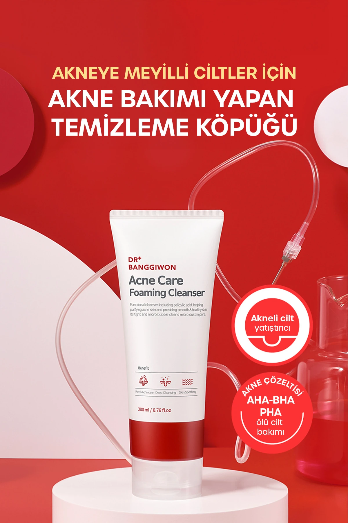 Akne Oluşumunu Engelleyen Bakım Köpüğü, AHA BHA Acne Care Foaming Cleanser 200 Ml
