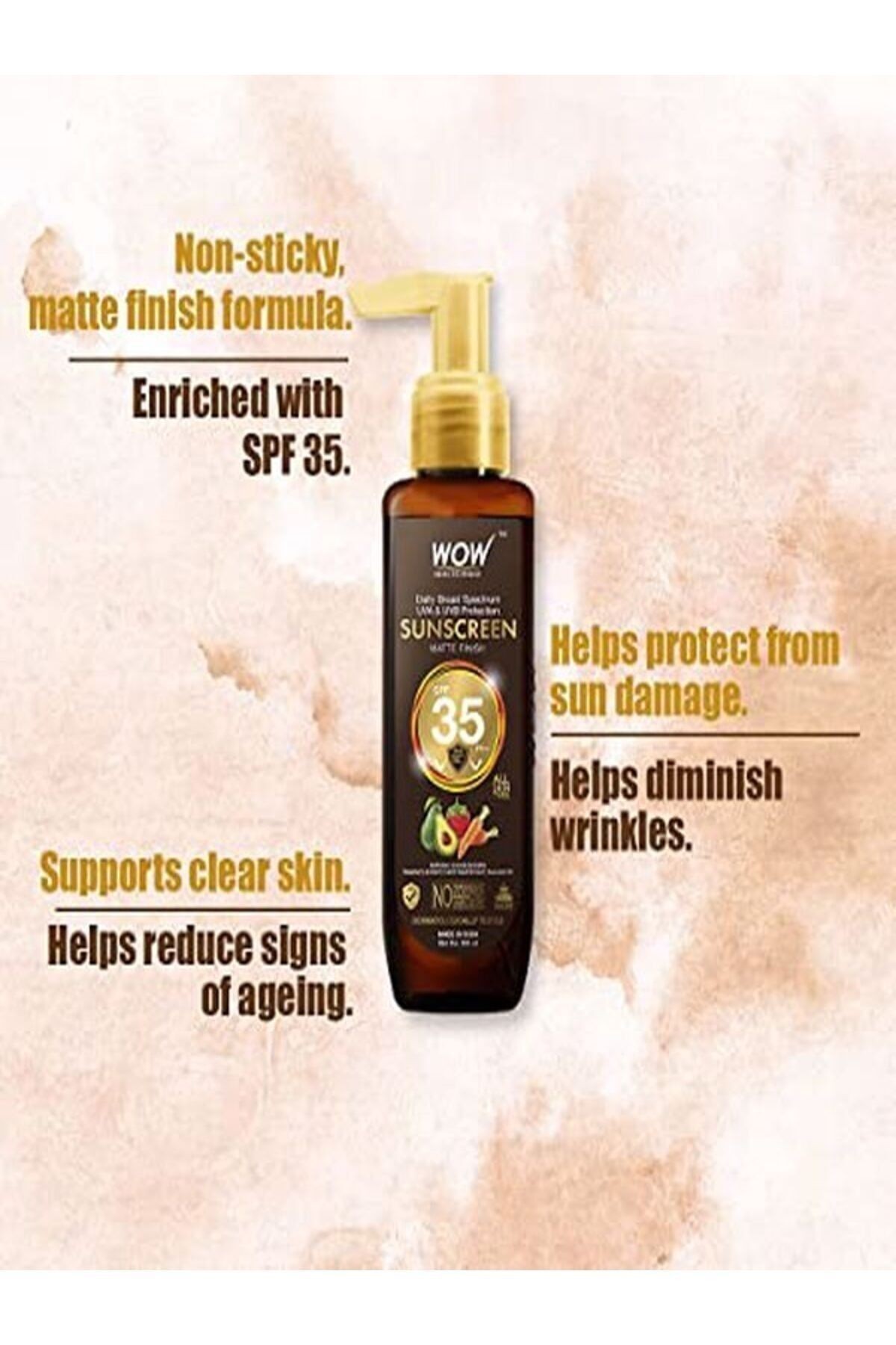 Güneş Kremi Su Bazlı Spf 35 Pa++ Yüksek Mat Koruma-(makyaj Altına Uygundur, Su Geçirmez)100ml