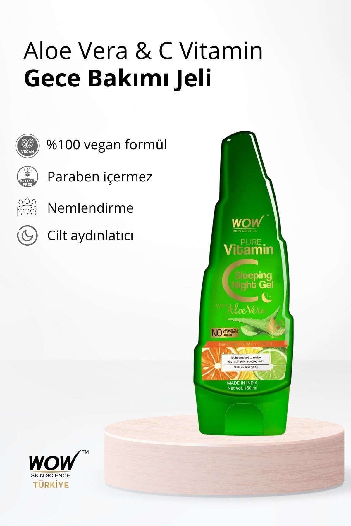 Aloe Vera Saf C Vitamini Uyku Gece Jeli-%98,85 Doğal Içerik-pigmentasyon Kontrolü,c Vitamini 150ml