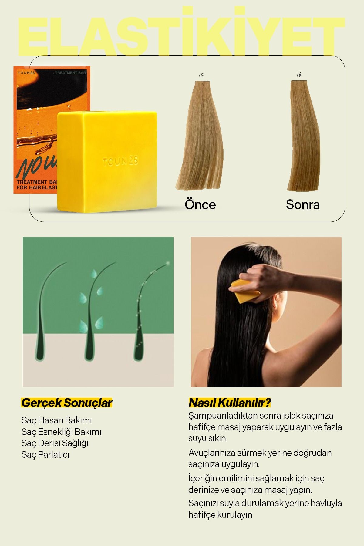 Elastik, Durulanmayan Saç Bakım Barı, Treatment Bar, Hacimlendirir, Onarır, Güçlendirir 80 gr