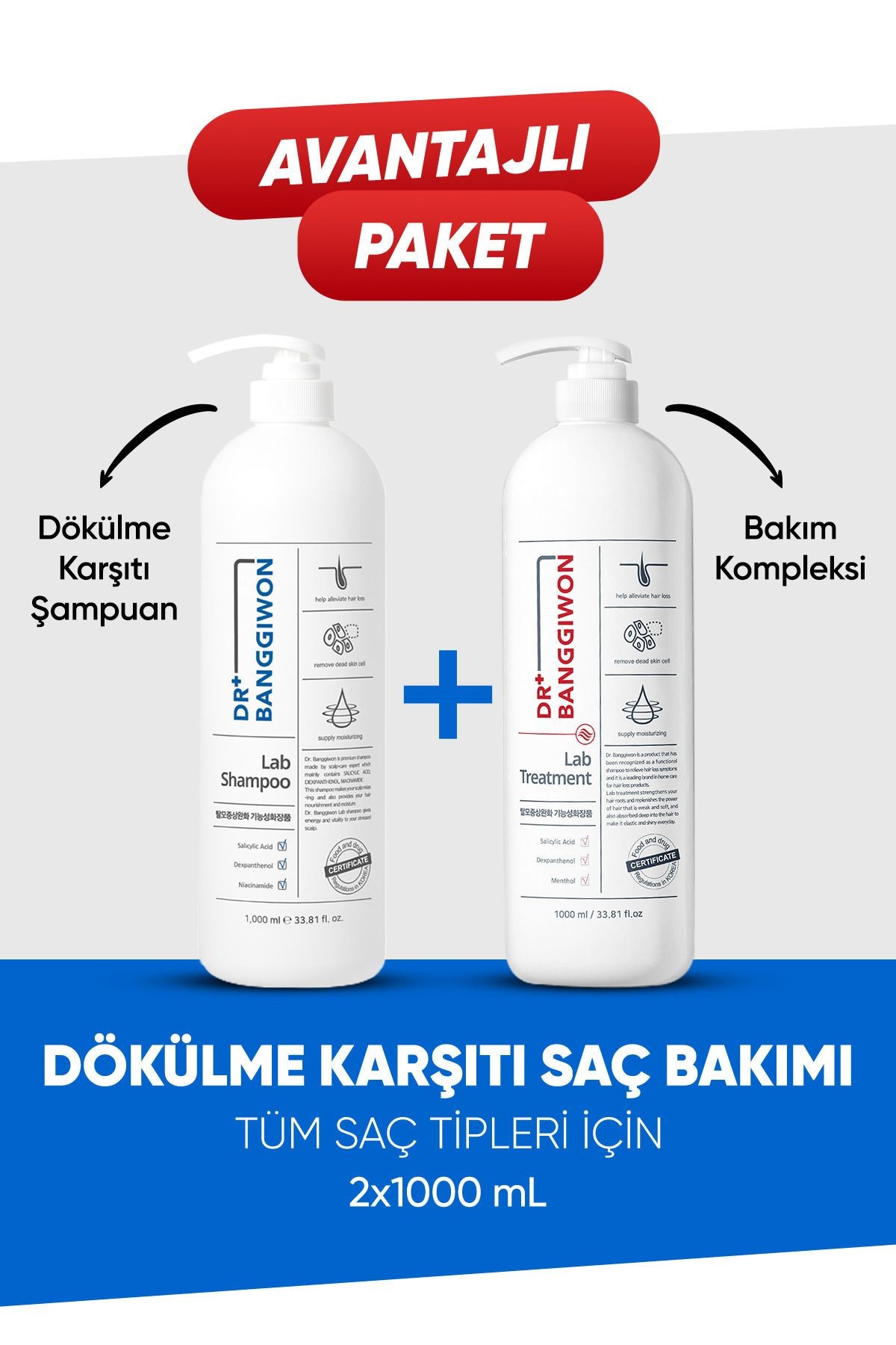 Lab Şampuan Ve Lab Treatment Complex Saç Bakım Seti 1000x2 ml