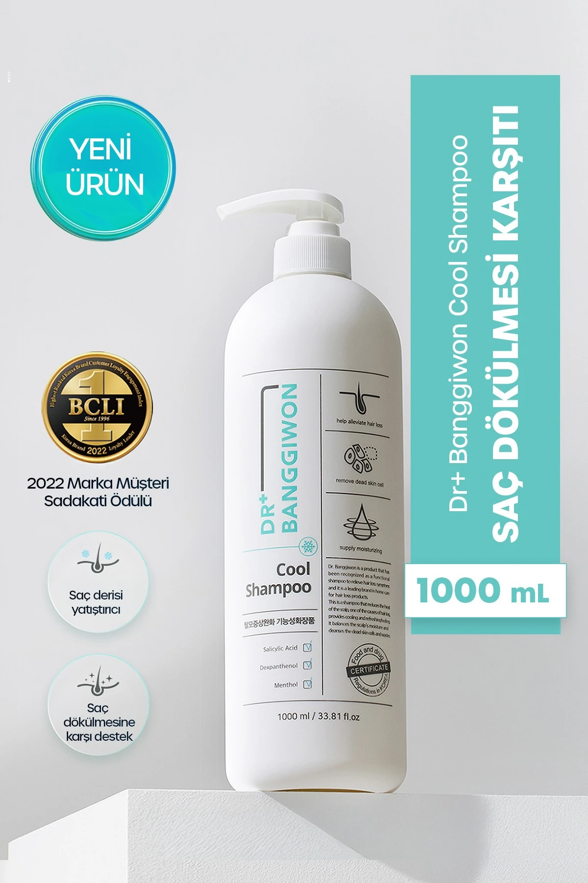 Cool Dökülme Karşıtı Elektriklenen Ve Kabaran Saçlar Için Nemlendirici Yatıştırıcı Şampuan 1000 ml